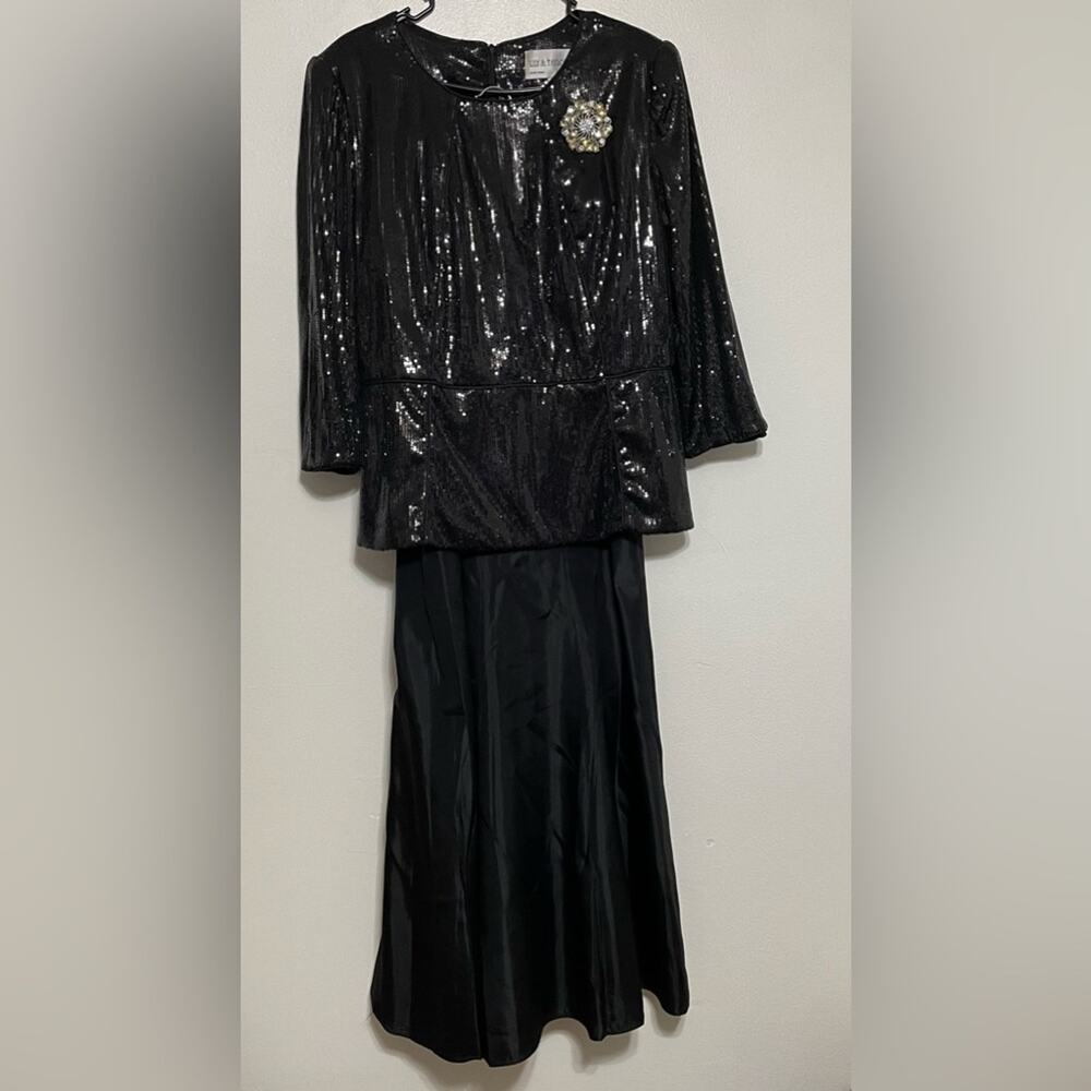 Lily & Taylor Black Sequin Skirt Set Maxi Size 12